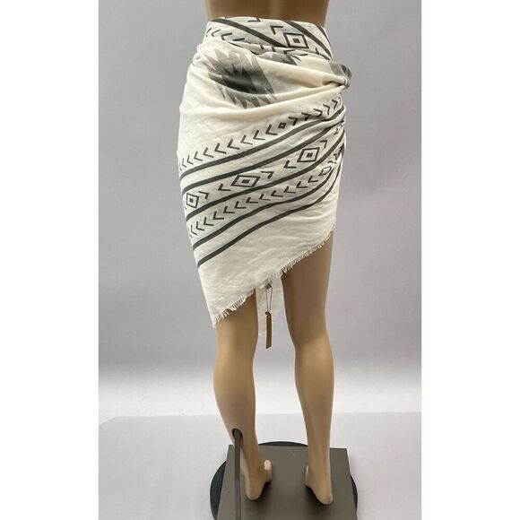 Wrap Skirt Sarong One Size Natural Beige Mini Swim Cover Up Tie Waist Boho - Picture 6 of 9